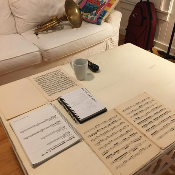 Hannah's music on a white table