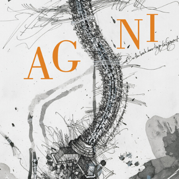On the cover of Agni's Issue 91 is a black swirling tower. The title Agni is in orange.